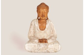 Weißer meditierender Buddha