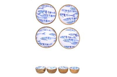 Set 4 Schüssel Emaille Fisch