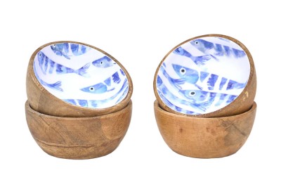 Set 4 Schüssel Emaille Fisch