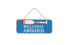 Holzplatte "welcome aboard"