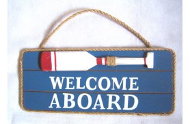 Holzplatte "welcome aboard"