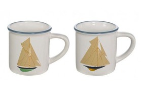 Set 4 Tasse mit Segelboot
