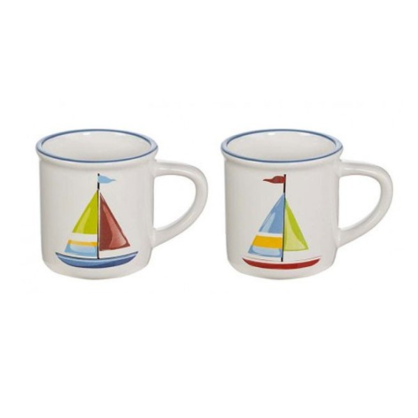 Set 4 Mugs mit Segelschiff