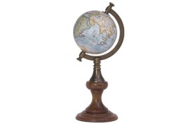 XL Globus Antik Look Dekoration Maritim Weltkugel Holzsockel braun Atlas Karte 